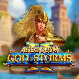 Age Of The Gods: God Of Storms 2 slot logo by Playtech at Godzino Casino